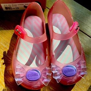 Mini Melissa UltraGirl Trick or Treat Ballet Flat Pink Glitter, Size 10